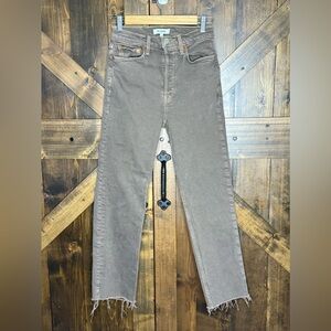 Re/Done Jeans Brown Straight Denim Button Fly Frayed Hem Women’s Size 25